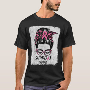 T-shirt Soutien Squad Messy Bun Pink Warrior Cancer du sei