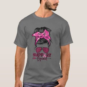 T-shirt Soutien Squad Messy Bun Pink Warrior Cancer du sei