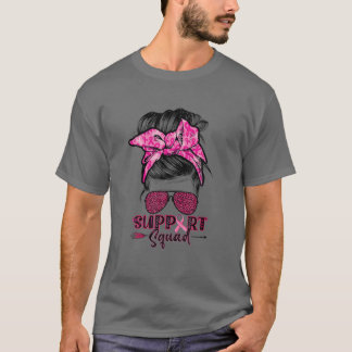 T-shirt Soutien Squad Messy Bun Pink Warrior Cancer du sei