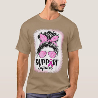 T-shirt Soutien Squad Messy Bun Pink Warrior Cancer du sei