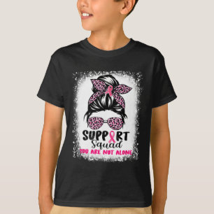T-shirt Soutien Squad Messy Bun Pink Warrior Cancer du sei