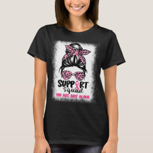 T-shirt Soutien Squad Messy Bun Pink Warrior Cancer du sei