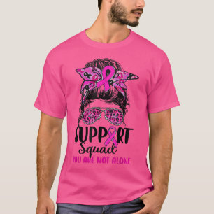 T-shirt Soutien Squad Messy Bun Pink Warrior Cancer du sei