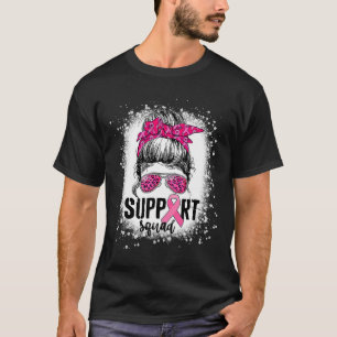 T-shirt Soutien Squad Messy Bun Pink Warrior Cancer du sei