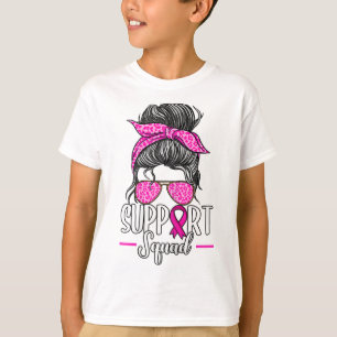 T-shirt Soutien Squad Messy Bun Sensibilisation au cancer 