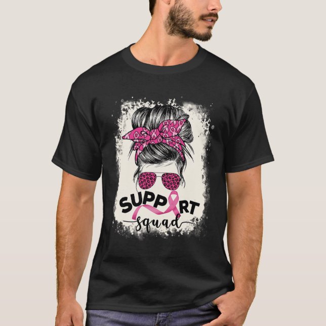 T-shirt Soutien Squad Messy Bun Sensibilisation au cancer  (Devant)