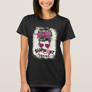 T-shirt Soutien Squad Messy Bun Sensibilisation au cancer