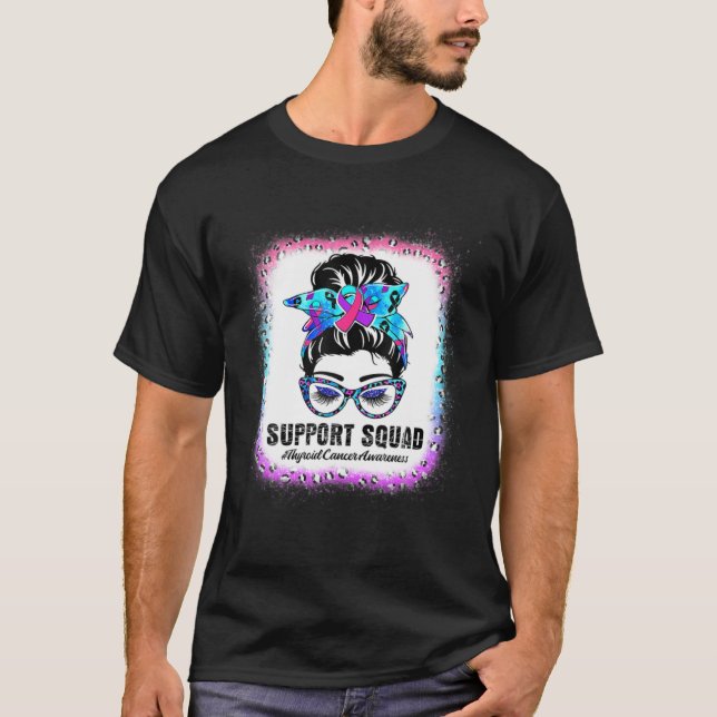 T-shirt Soutien Squad Messy Bun Thyroid Cancer Sensibilisa (Devant)