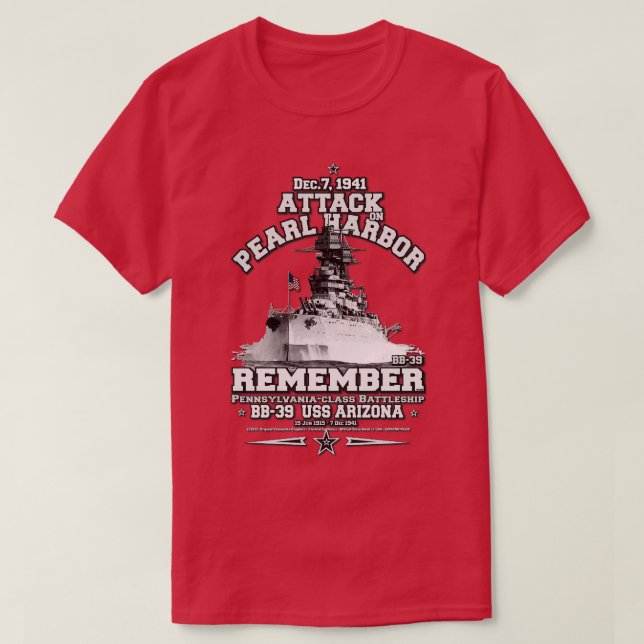 T-shirt Souvenez-vous de l'USS ARIZONA BB39 Pearl Harbor 7 (Design devant)