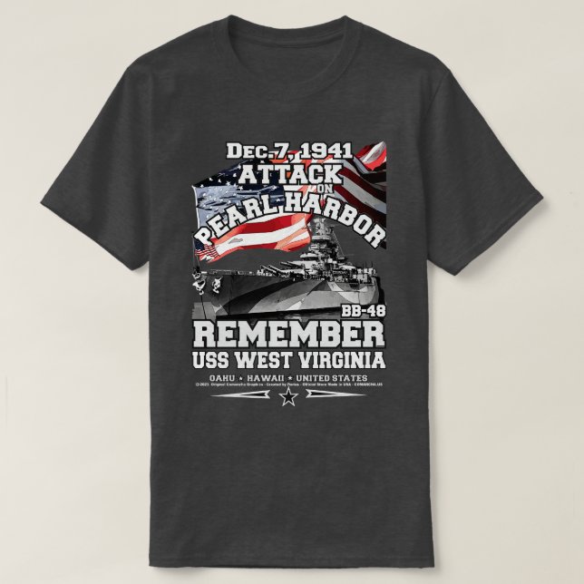T-shirt Souvenez-vous de l'USS West Virginia BB48 Pearl Ha (Design devant)
