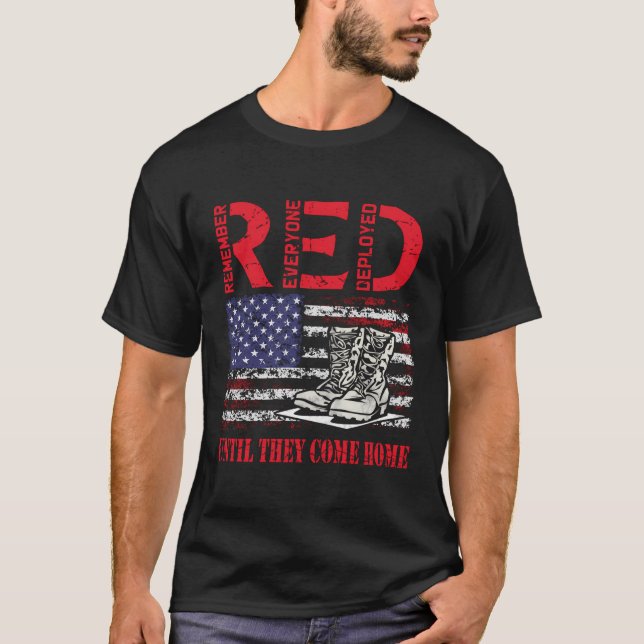 T-shirt Souvenez-vous de tous les vétérans déployés Red Fr (Devant)