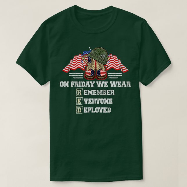 T-shirt Souvenez-vous de tous les vétérans déployés RED ve (Design devant)