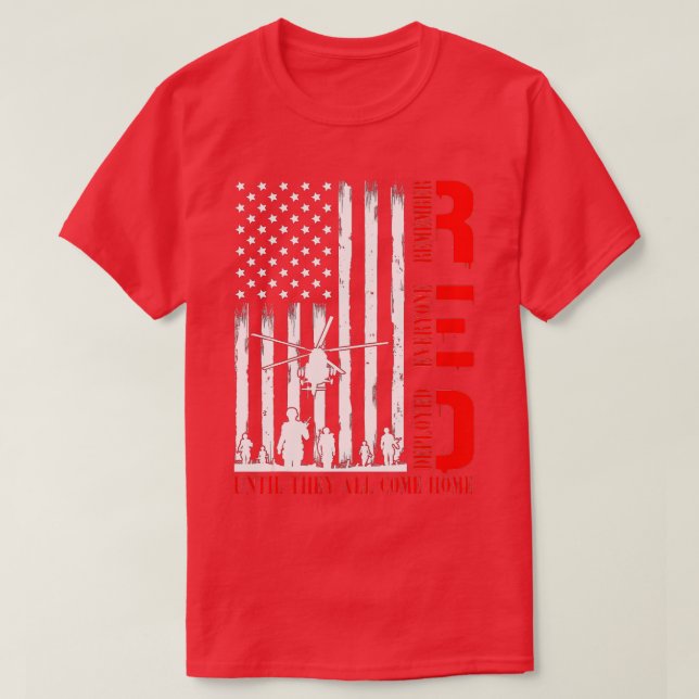 T-shirt Souvenez-vous de tous les vétérans déployés RED ve (Design devant)