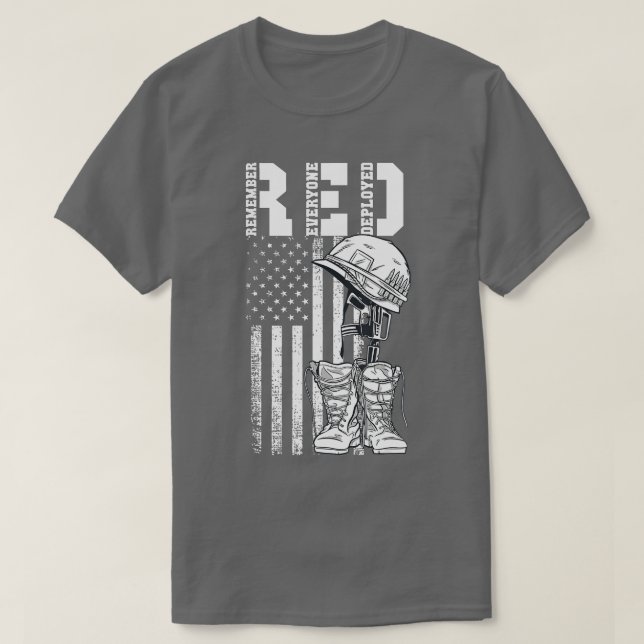 T-shirt Souvenez-vous de tous les vétérans déployés RED ve (Design devant)