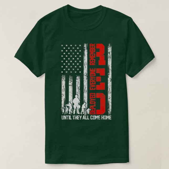 T-shirt Souvenez-vous de tous les vétérans déployés RED ve (Design devant)