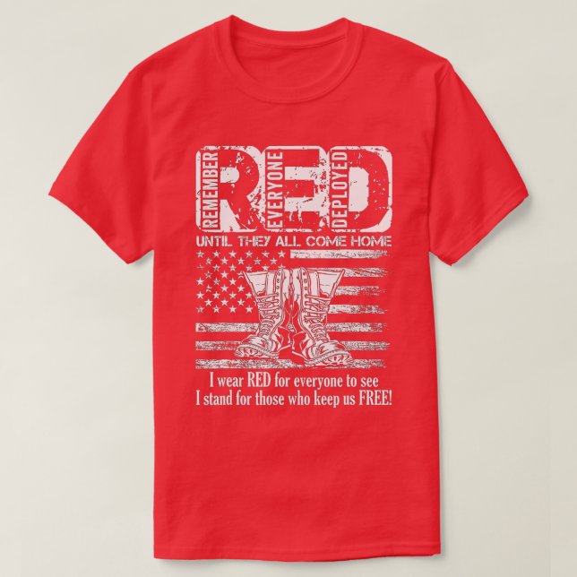 T-shirt Souvenez-vous de tous les vétérans déployés RED ve (Design devant)