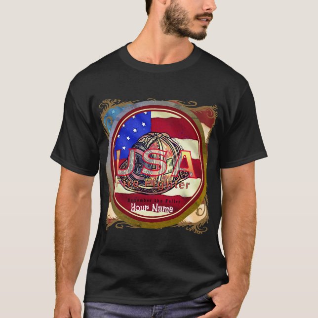 T-shirt Souvenez-vous des pompiers morts (Devant)