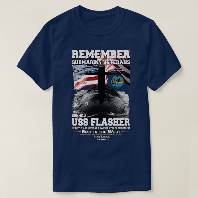 T-shirt Souvenez-vous du sous-marin USS Flasher SSN613 (Design devant)