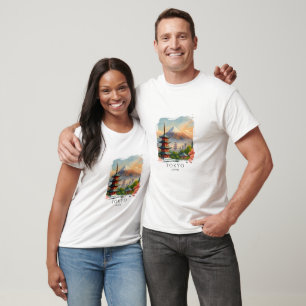 T-Shirt Souvenir Aquarelle Paysage Urbain Tokyo Ja