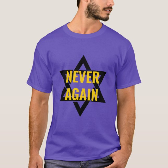 T-shirt Souvenir de l'Holocauste JAMAIS DE NOUVEAU (Devant)