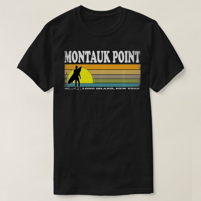 T-shirt Souvenir de surf rétro de Montauk Point Long Islan (Design devant)