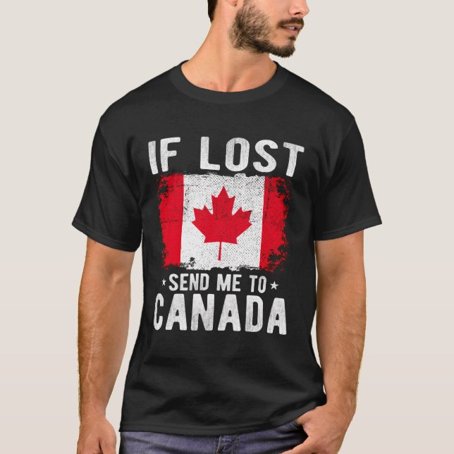 T-shirt Souvenir Du Drapeau Du Canada - Si Perdu Envoyez-M (Devant)