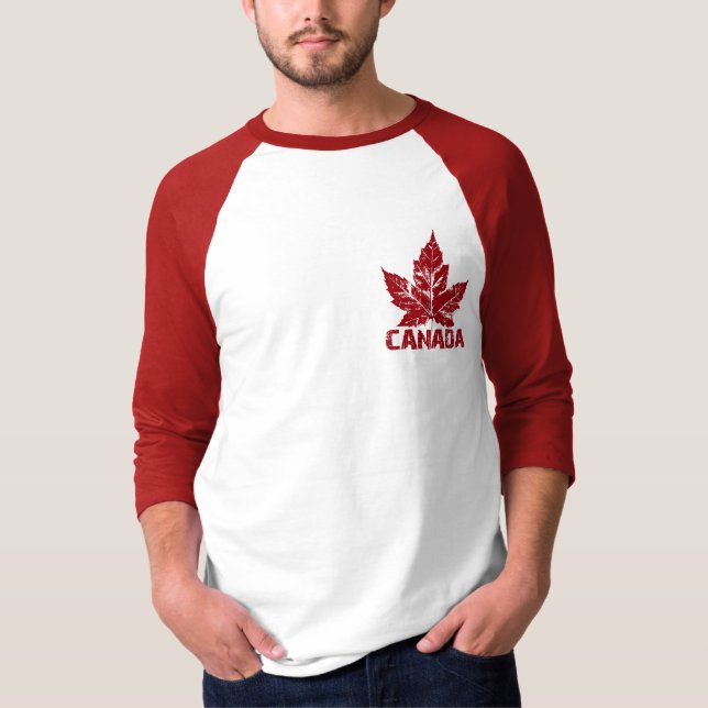 T-Shirt souvenir feuille d'érable rétro de jersey  (Devant)