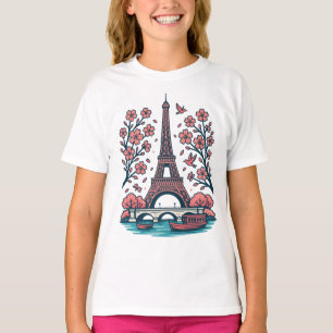 T-shirt Souvenir parisien Tour Eiffel Paris Cherry Tree