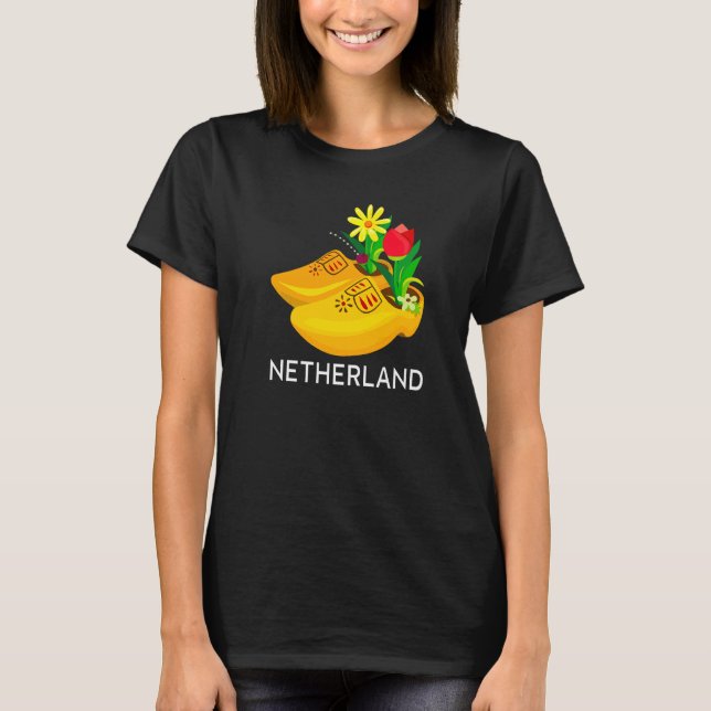 T-shirt Souvenirs Des Pays-Bas En Bois Clogs Souve Néerlan (Devant)