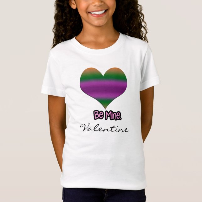 T-Shirt Soyez à moi Valentine Purple Stripe Coeur (Devant)