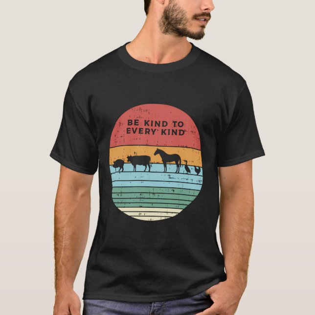 T-shirt Soyez comme animaux de ferme Rétro Vegan Végétarie (Devant)