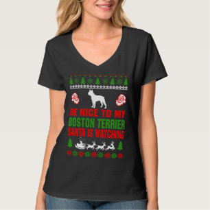T-shirt Soyez Contente De Mon Boston Terrier Père Noël Reg