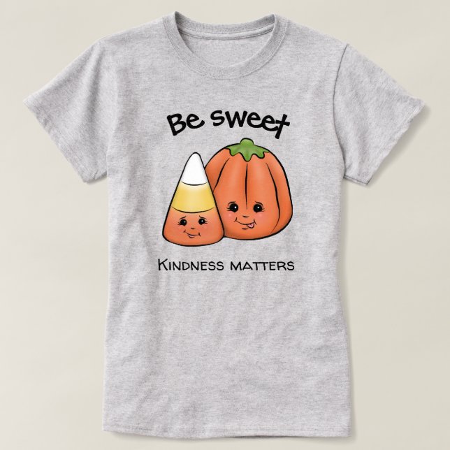 T-shirt Soyez doux Halloween Corn et Citrouille de bonbons (Design devant)