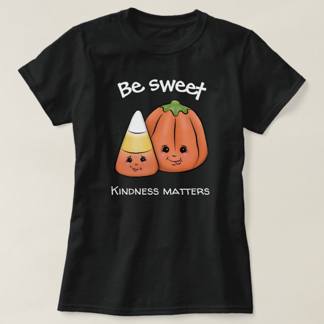 T-shirt Soyez doux Halloween Corn et Citrouille de bonbons (Design devant)