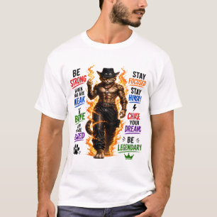 T-shirt Soyez Fort, Restez Concentré – Motivation Féline F