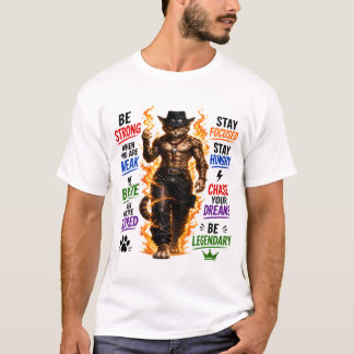 T-shirt Soyez Fort, Restez Concentré – Motivation Féline F