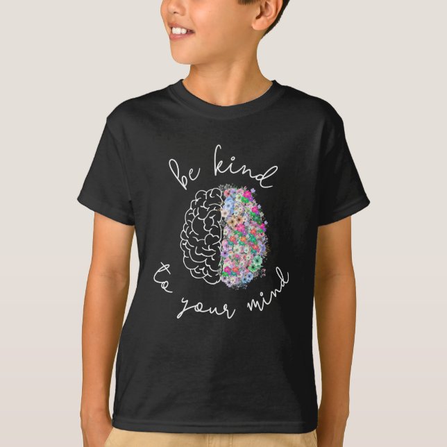 T-shirt Soyez Gentil À Votre Esprit Floral Cerveau Santé M (Devant)