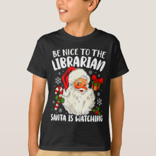 T-shirt Soyez gentil avec le Père Noël de la bibliothèque