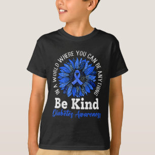 T-shirt Soyez gentil Bleu Ruban Tournesol T1d Type 1 Diabè