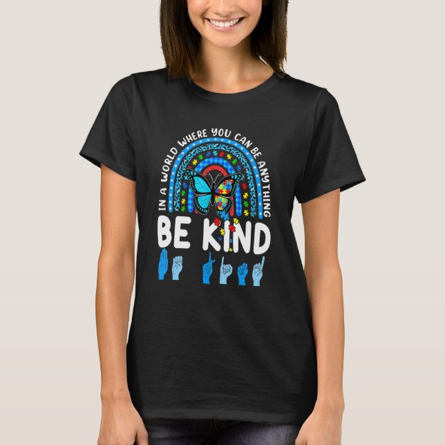 T-shirt Soyez gentil Rainbow Kindness Blue Sensibilisation (Devant)