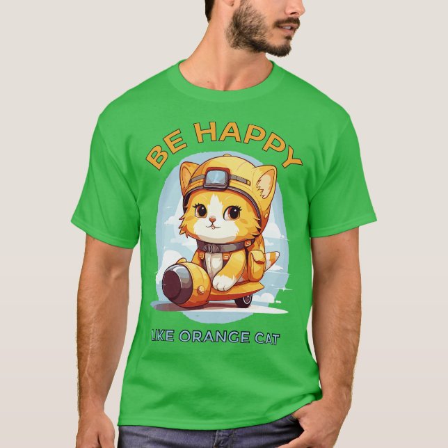 T-shirt Soyez Heureux Comme Un Chat Orange (Devant)