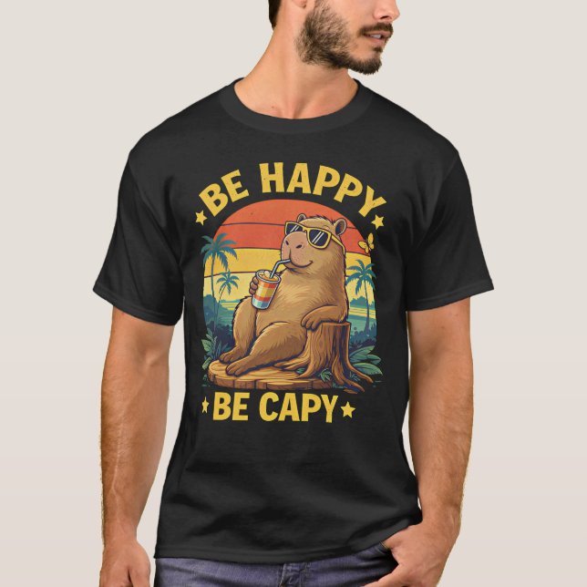 T-shirt Soyez Heureux Soyez Capy Capybara Mème Drôle (Devant)