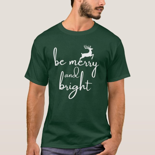 T-Shirt : soyez joyeux et brillant (vert) (Devant)