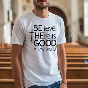 T-shirt Soyez le bon croyant noir blanc texte