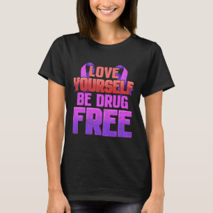T-shirt Soyez Sans Drogue Aimez-Vous Violet Ruban