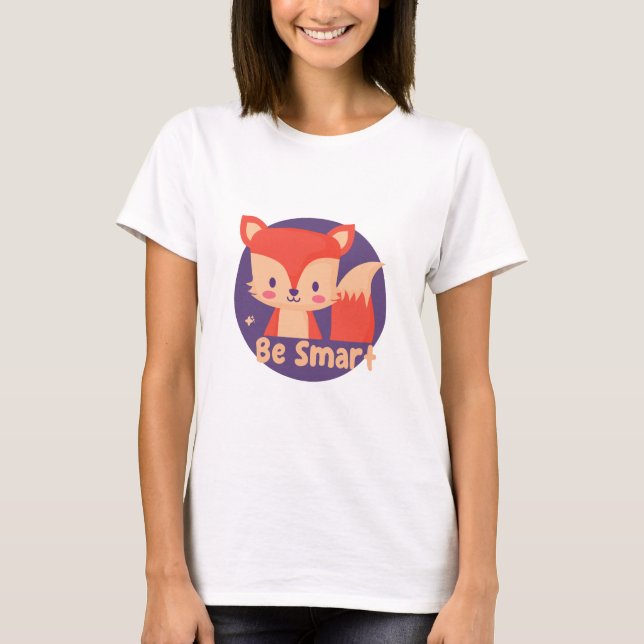 T-shirt Soyez Smart Kawaii Funny mignonne Bébé Fox couleur (Devant)