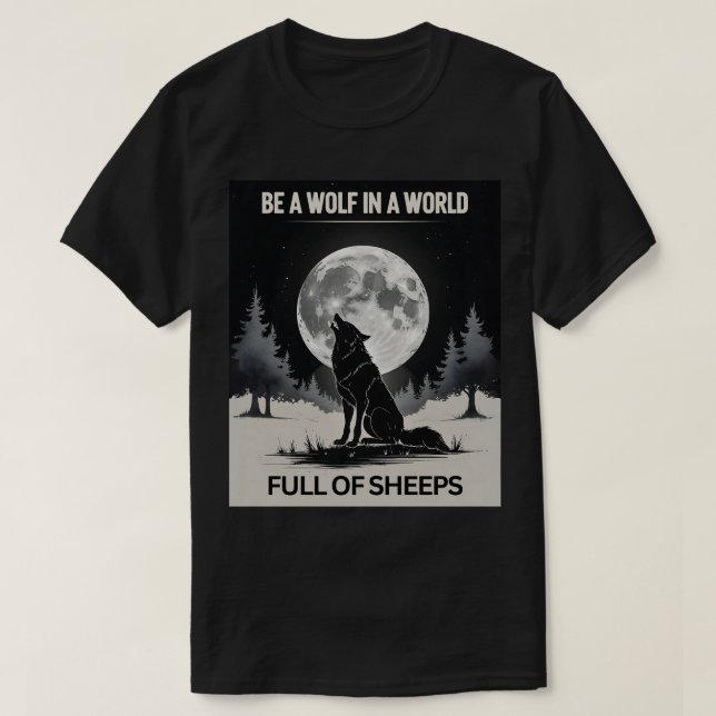 T-shirt Soyez un loup dans un monde rempli de moutons" - L (Design devant)