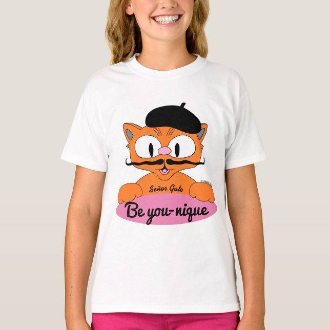 T-shirt Soyez Vous-Unique (Soyez unique) Chat à Moustache  (Devant)