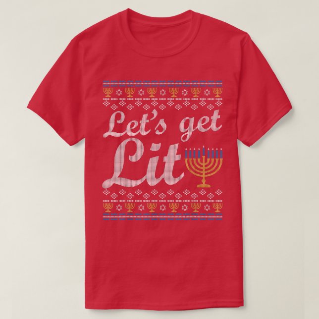 T-shirt Soyons Lit Hanoukka Juif Menorah laid (Design devant)