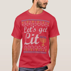 T-shirt Soyons Lit Hanoukka Juif Menorah laid